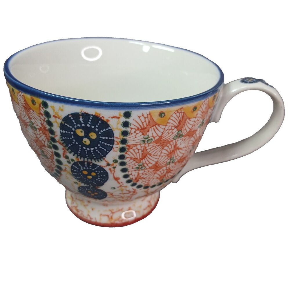 Anthropologie KEBAYA Mandela Footed Pedestal Coffee Mug Tea Cup Boho 12 Ounce